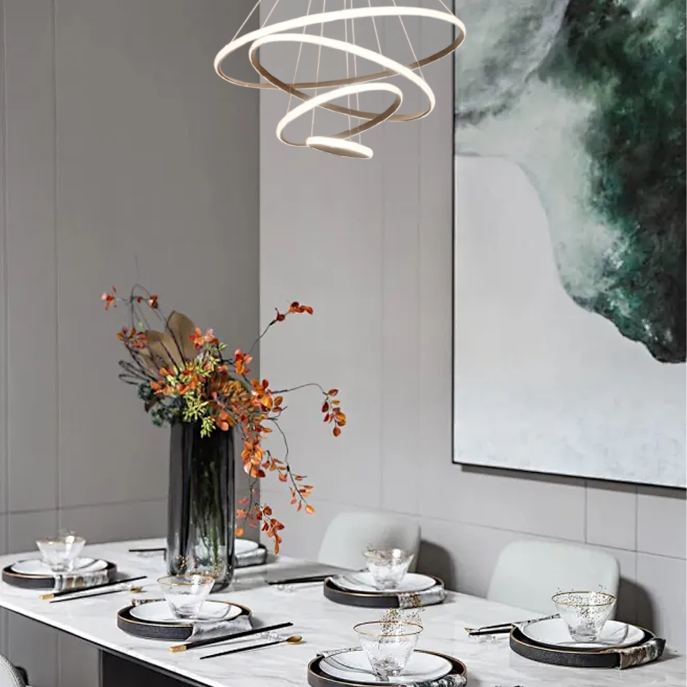 Moderne Pendelleuchte LED Ring Metall/Acryl -4Ringe-20x40x60x80CM-Kaffe-Eine Wahl, die nicht schiefgehen kann