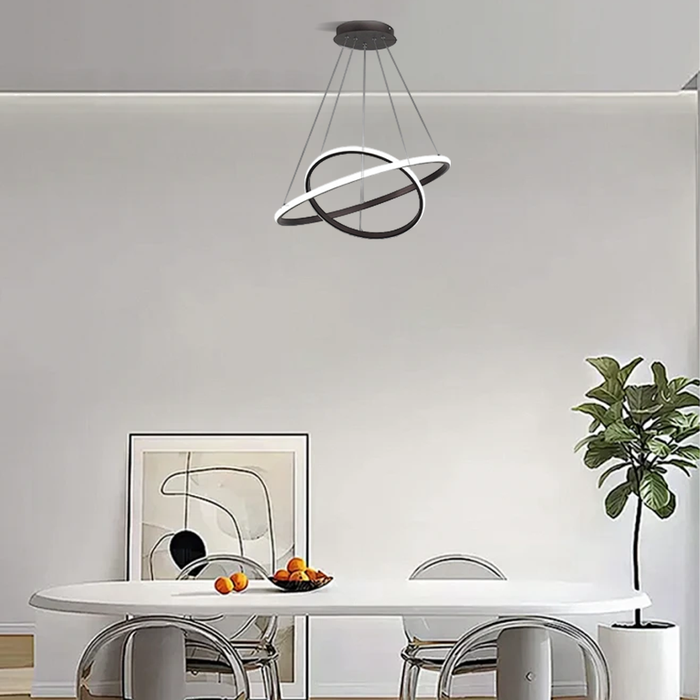 Moderne Pendelleuchte LED Ring Metall/Acryl -2Ringe-20x40CM-Schwarz- ideal fuer ihre moderne Zimmer