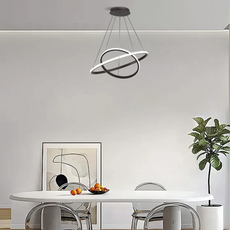 Moderne Pendelleuchte LED Ring Metall/Acryl -2Ringe-20x40CM-Schwarz- ideal fuer ihre moderne Zimmer