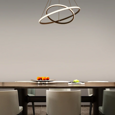Moderne Pendelleuchte LED Ring Metall/Acryl -2Ringe-20x40CM-Kaffee-anspruchsvoll, für kleinere Räume