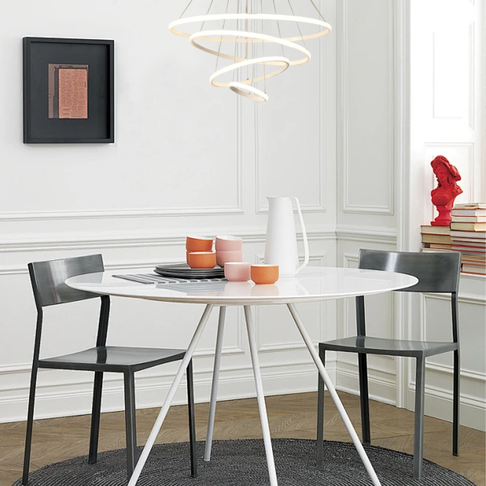 Moderne Pendelleuchte LED Ring Metall/Acryl -4Ringe-20x40x60x80CM-Weiß-Größere Abmessungen für größere Räume