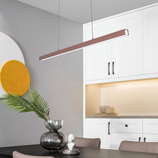 Moderne Pendelleuchte LED Linear Schwarz/Braun Metall Esszimmer