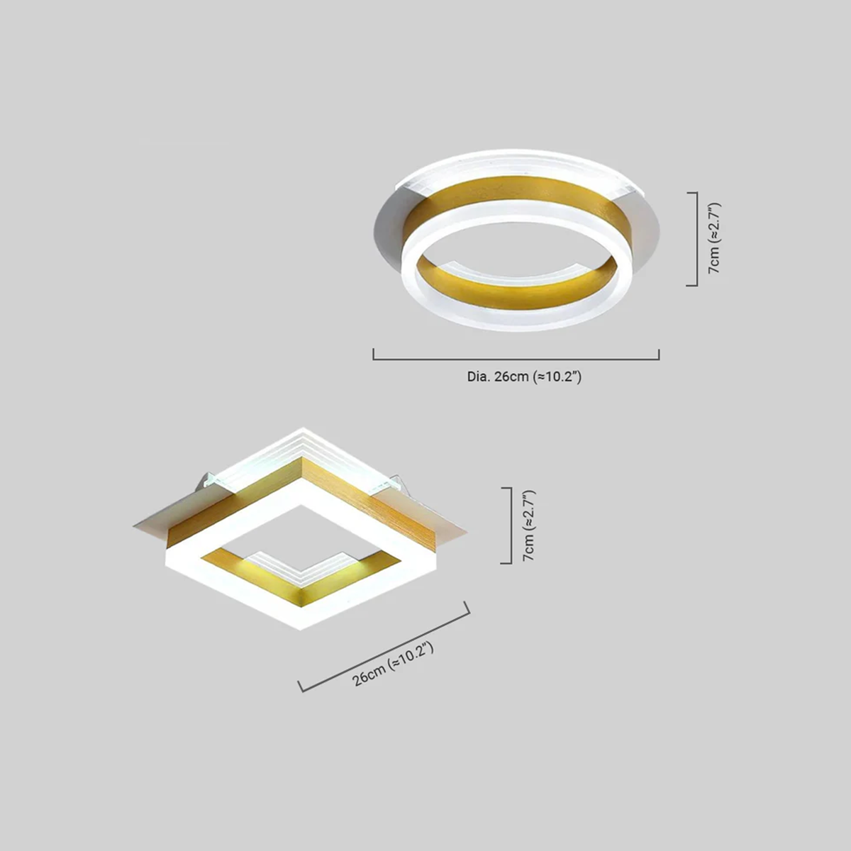 Modern Deckenleuchte LED Ring/Quadratisch Gold Schlafzimmer