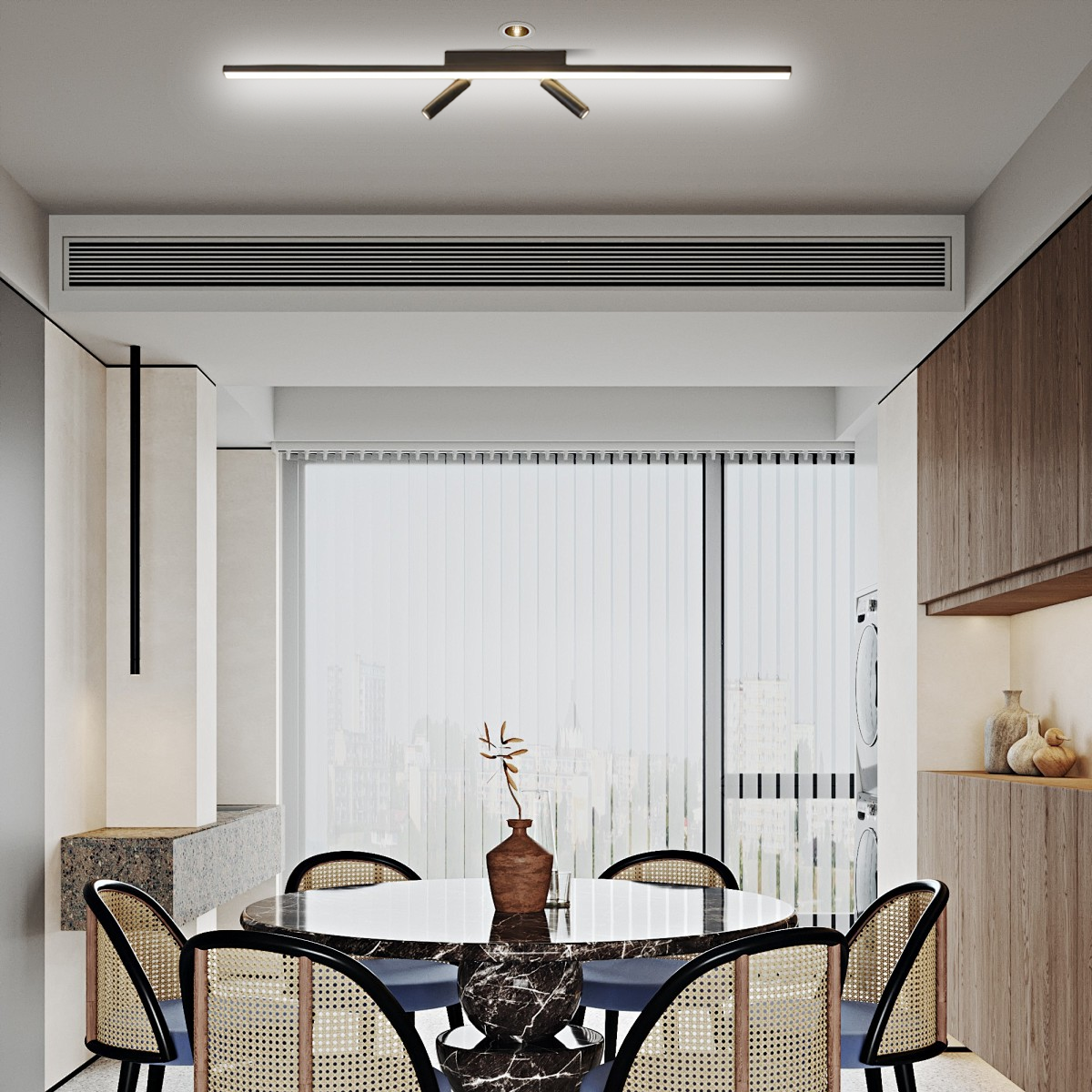 Minimalistisch Deckenleuchte LED Linear Schwarz Metall Badezimmer/Schlafzimmer