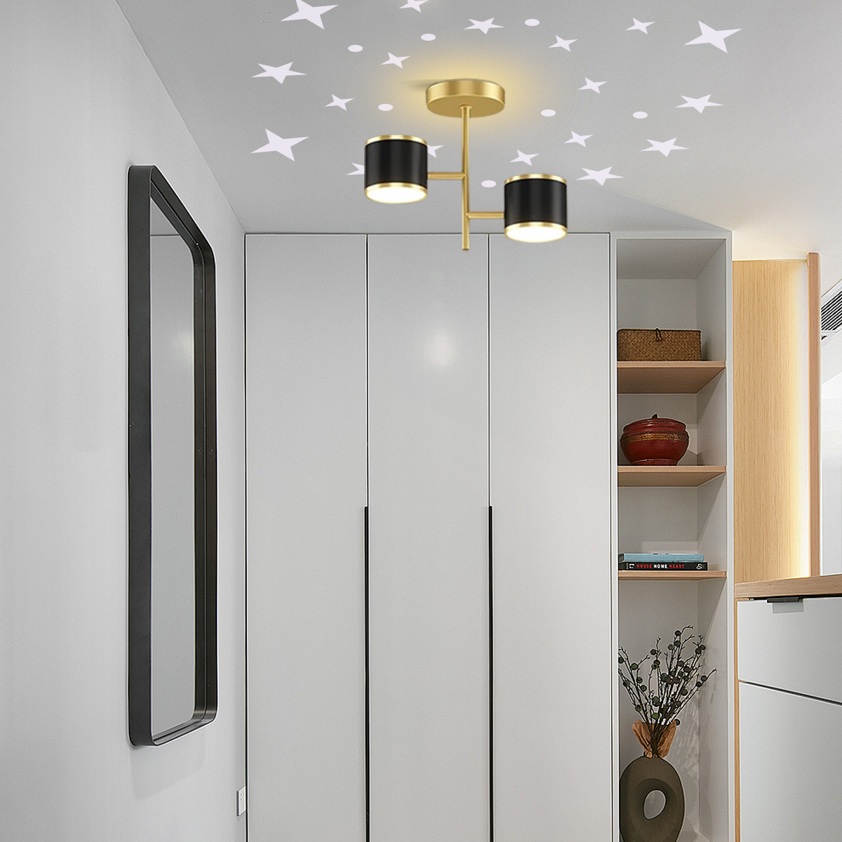 Moderne Deckenleuchte LED Metall Schwarz Wohnzimmer