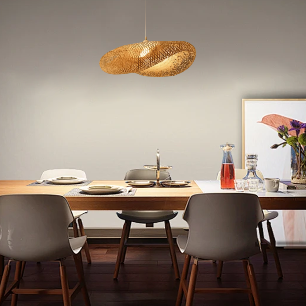Moderne Pendelleuchte LED Rattan Holz Wohn/Esszimmer