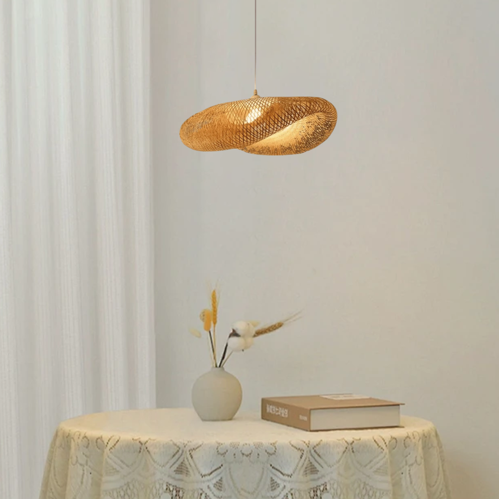 Moderne Pendelleuchte LED Rattan Holz Wohn/Esszimmer