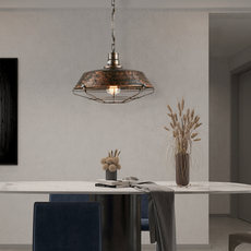 Vintage Pendelleuchte Schwarz/Rost Metall Laterne Esszimmer