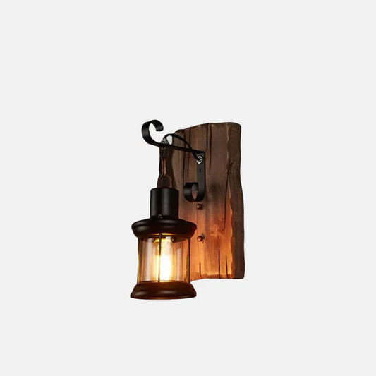 Vintage  Wandlampe Holz/Metall Braun/Schwarz Schlafzimmer