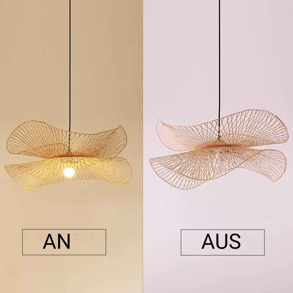 Vintage LED-Pendelleuchte - Vergleich von ein- und ausgeschaltetem Zustand