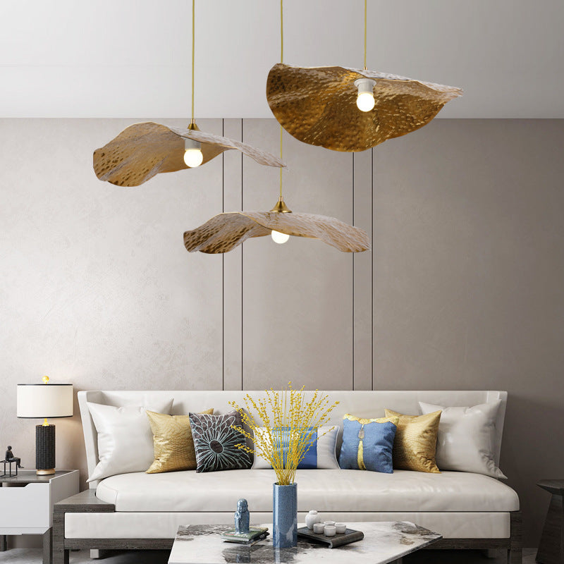 Designer Pendelleuchte Metall Gold Esszimmer