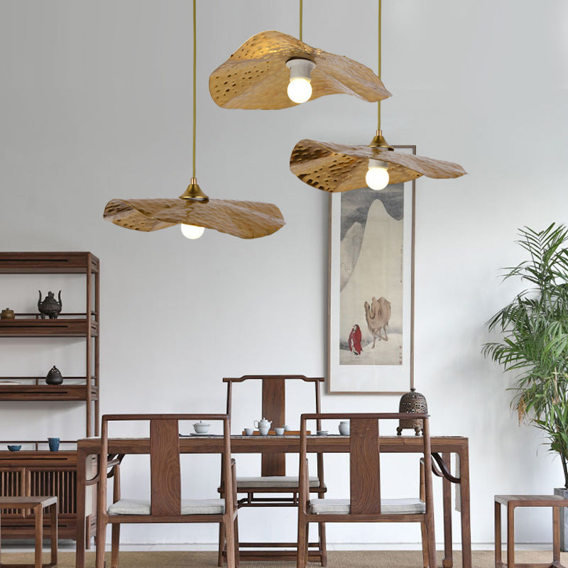 Designer Pendelleuchte Metall Gold Esszimmer