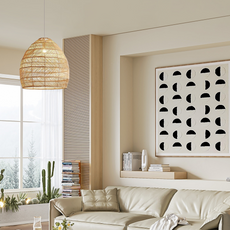 Modern Pendelleuchte LED Bambus Rattan Metall 