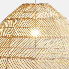 Modern Pendelleuchte LED Bambus Rattan Metall 