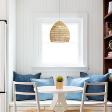 Modern Pendelleuchte LED Bambus Rattan Metall 