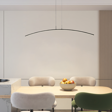 Minimalistisch Pendelleuchte LED Bogen Linear Schwarz Metall Esszimmer