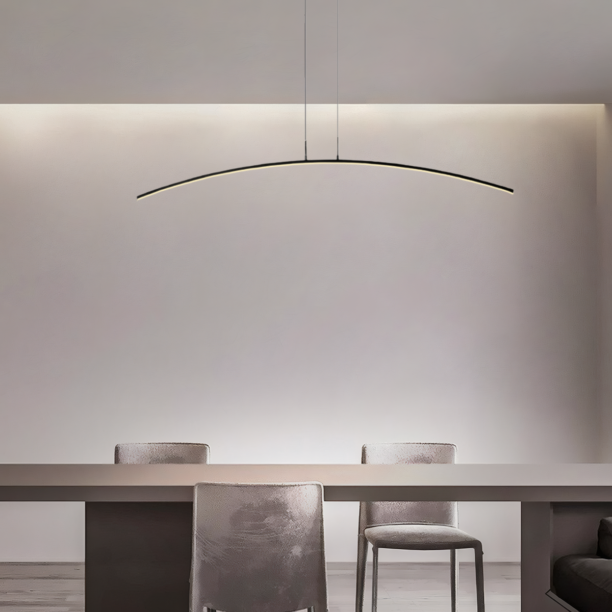 Minimalistisch Pendelleuchte LED Bogen Linear Schwarz Metall Esszimmer