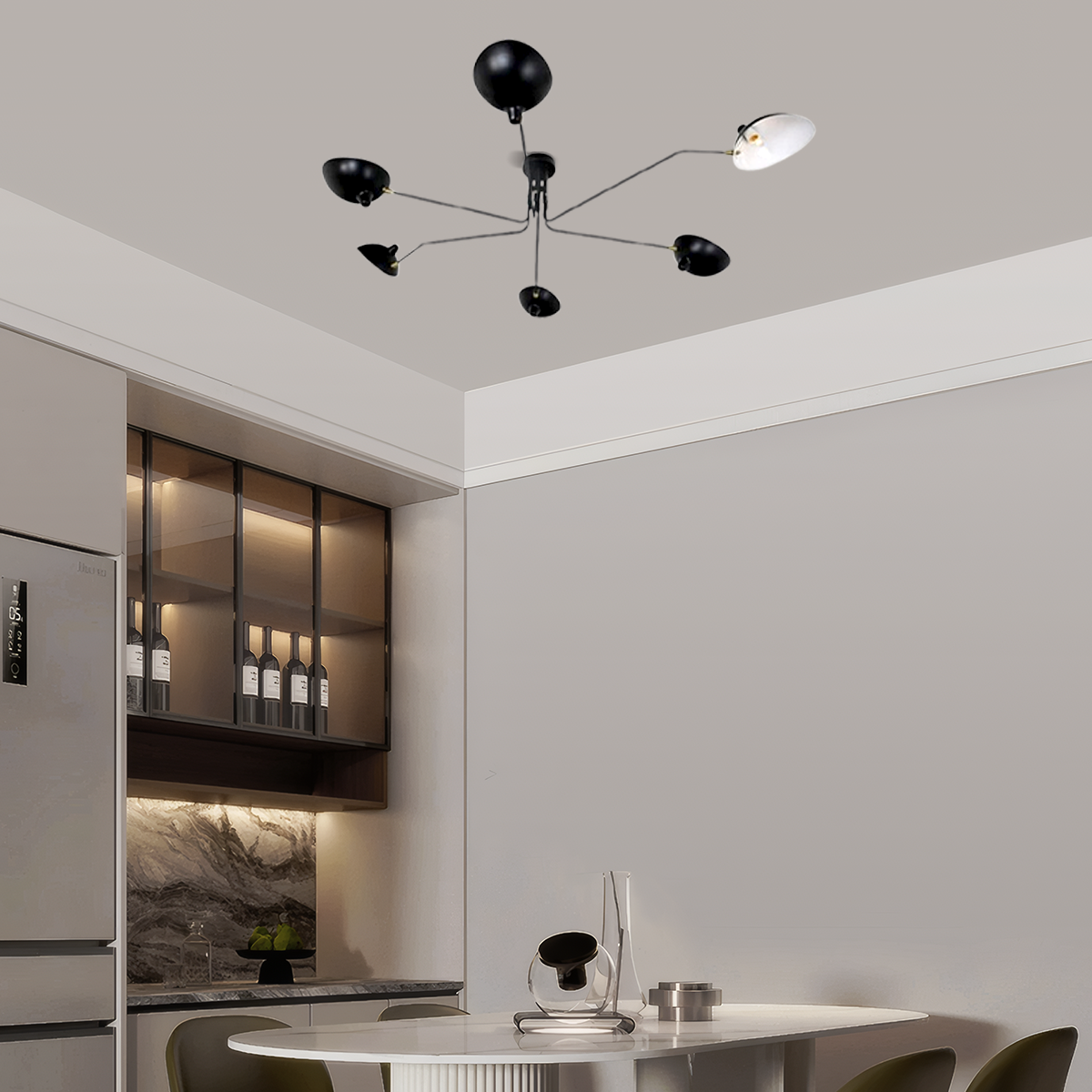 Industriell Kronleuchter Linear Schwarz LED Metall Schlafzimmer