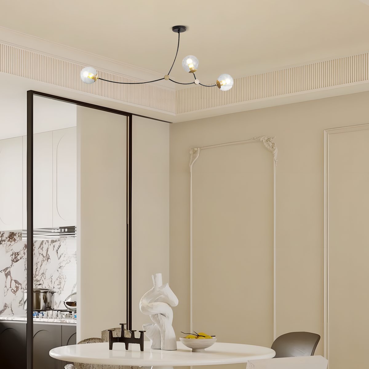 Modern Kronleuchter LED Metall Glas Esszimmer Wohnzimmer