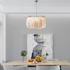 Art Deco Pendelleuchte Feder Weiß/Schwarz Wohnzimmer