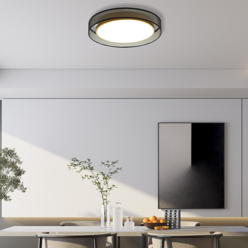 Moderne Deckenleuchte Schwarz Gold Metall Acryl Runde Schlafzimmer