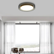 Moderne Deckenleuchte Schwarz Gold Metall Acryl Runde Schlafzimmer