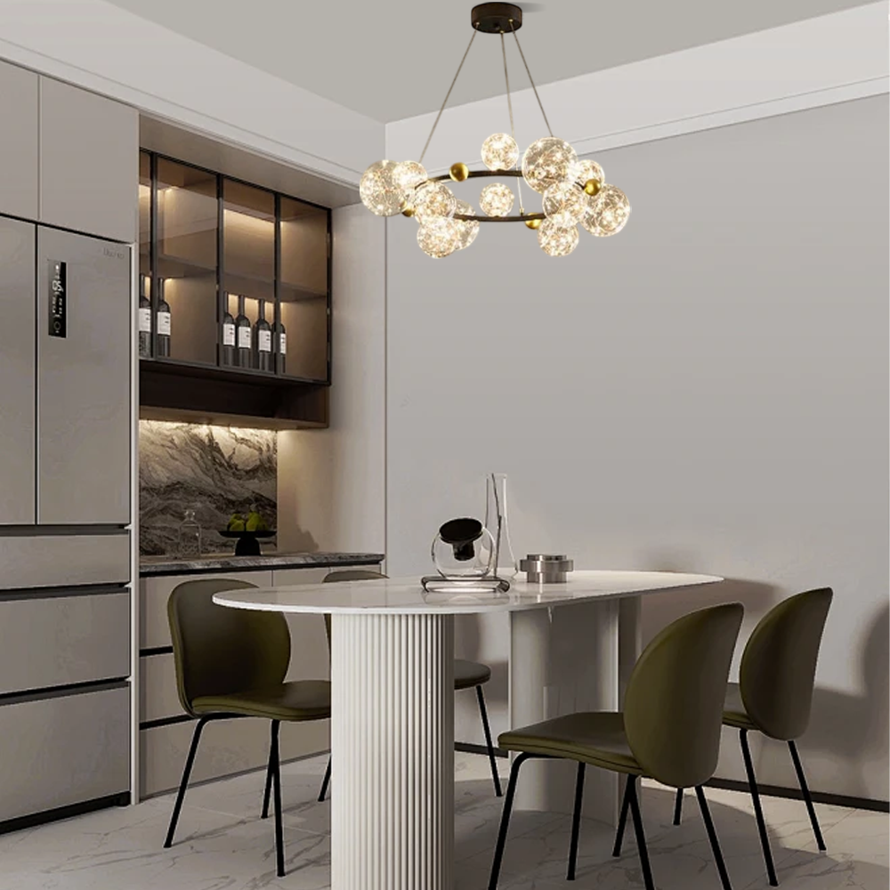 Modern Pendelleuchte Metall/Glas Schwarz Wohnzimmer