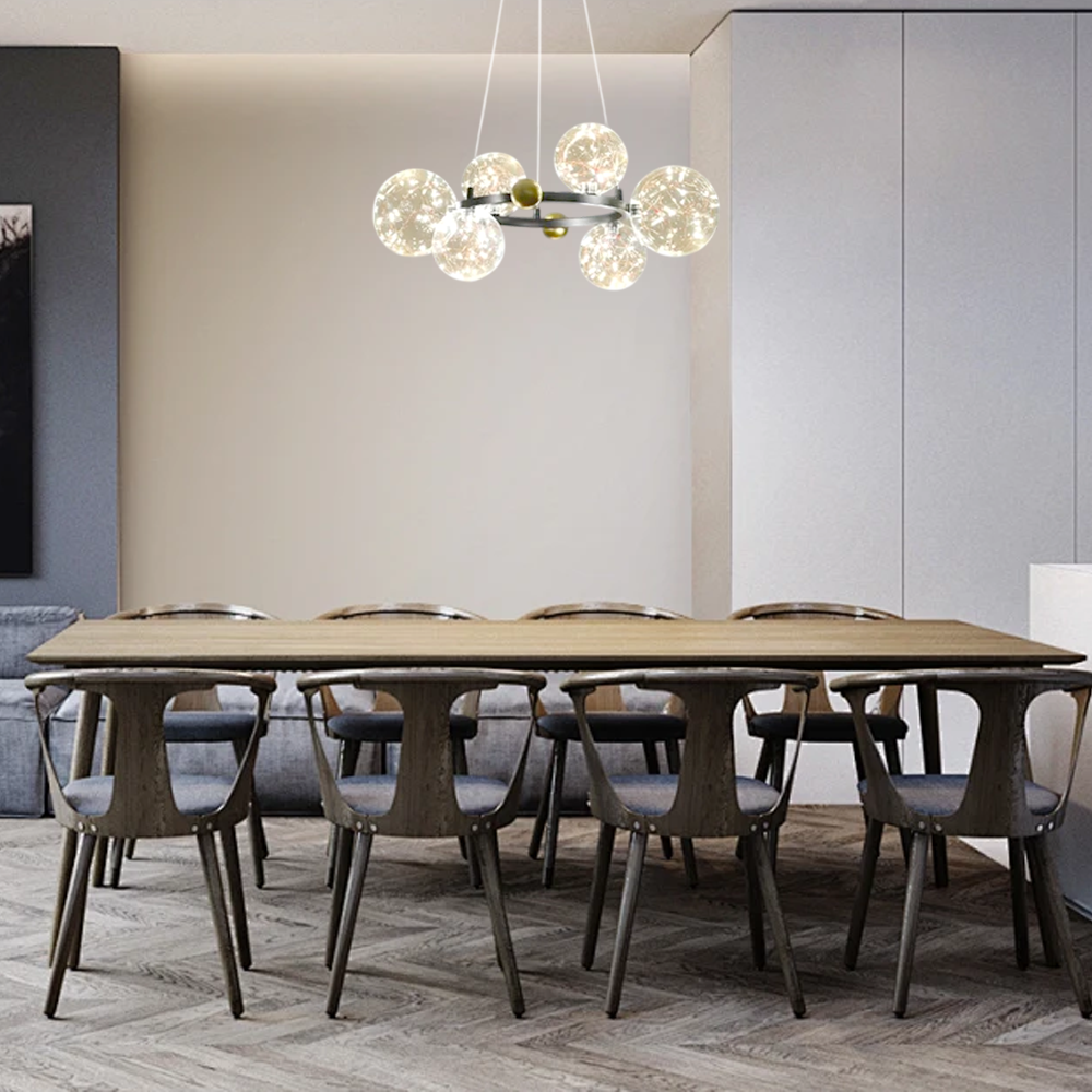 Modern Pendelleuchte Metall/Glas Schwarz Wohnzimmer