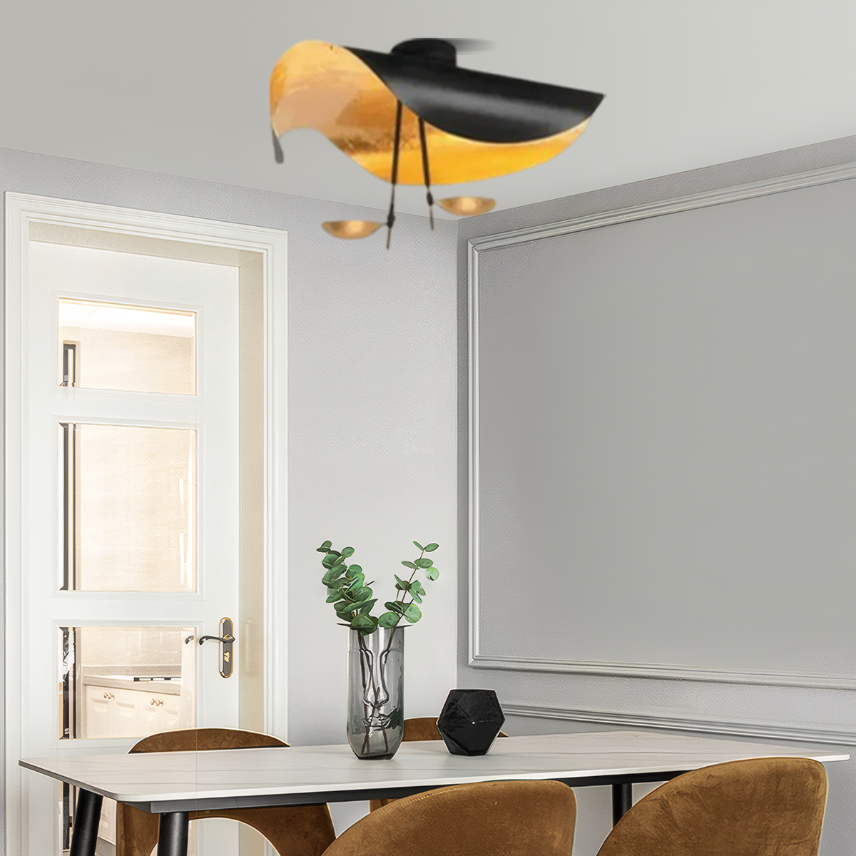 Moderne Pendelleuchte/Denkenleuchte LED Metall Schwarz/Gold Wohnzimmer