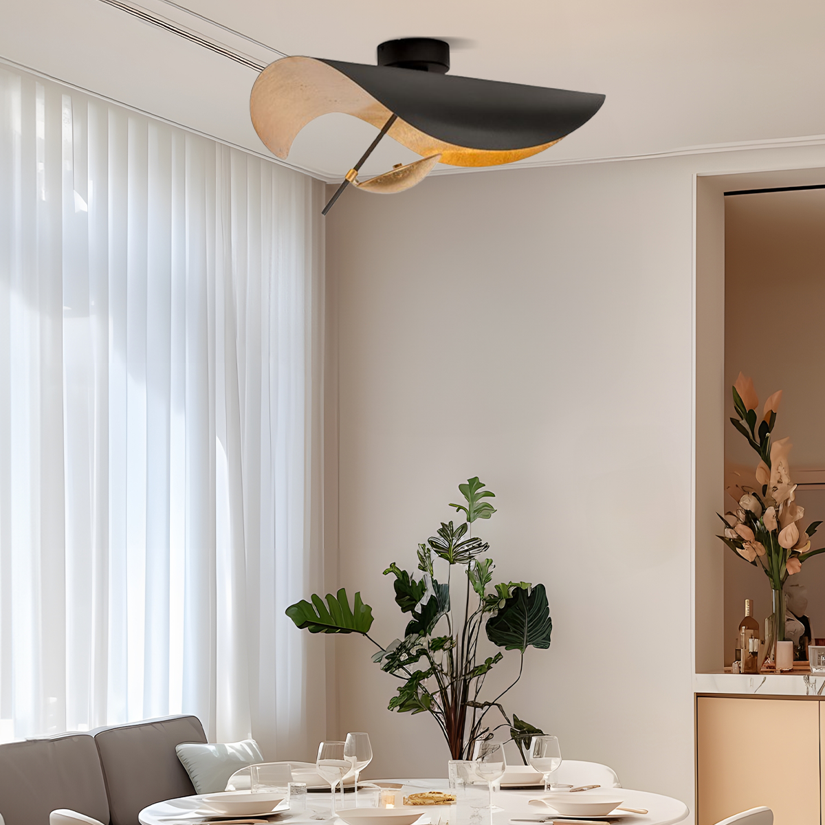 Moderne Pendelleuchte/Denkenleuchte LED Metall Schwarz/Gold Wohnzimmer