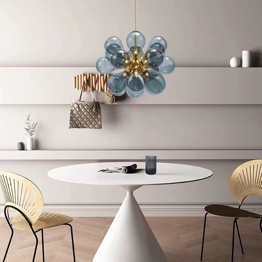 Modern Metall Pendelleuchte Blau/Lila Esszimmer