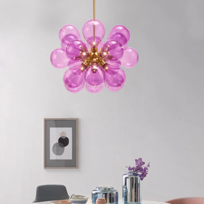 Modern Metall Pendelleuchte Blau/Lila Esszimmer