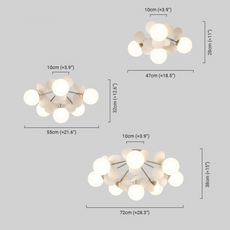 Moderne Deckenleuchte LED Cluster Morandi Metall/Glas Esszimmer