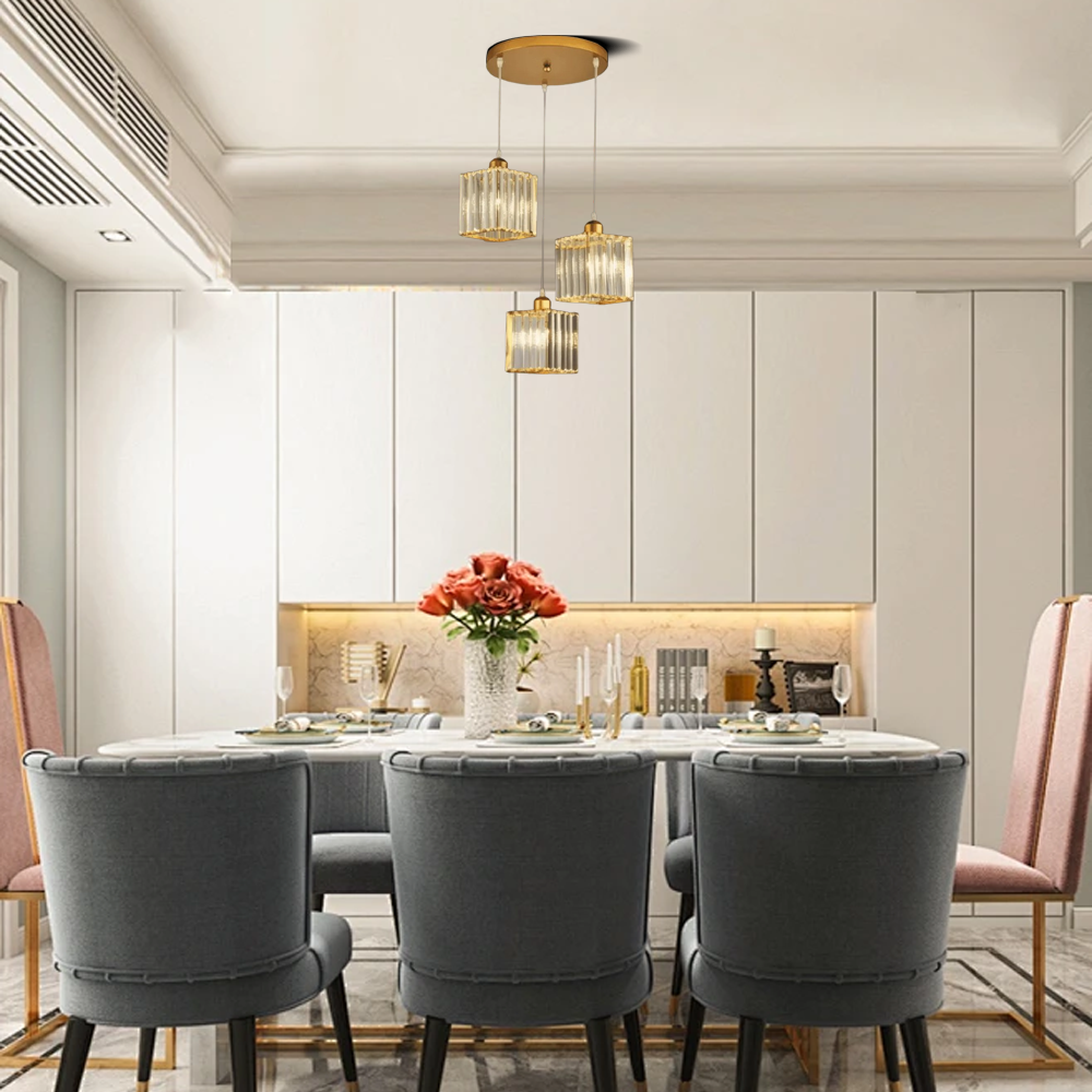 Nordic Pendelleuchte LED Glas Gold Esszimmer