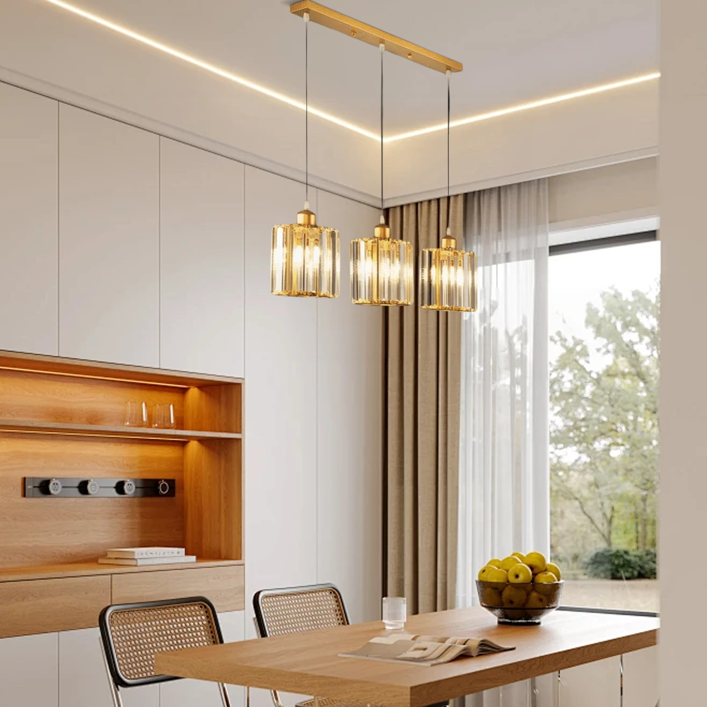 Nordic Pendelleuchte LED Glas Gold Esszimmer