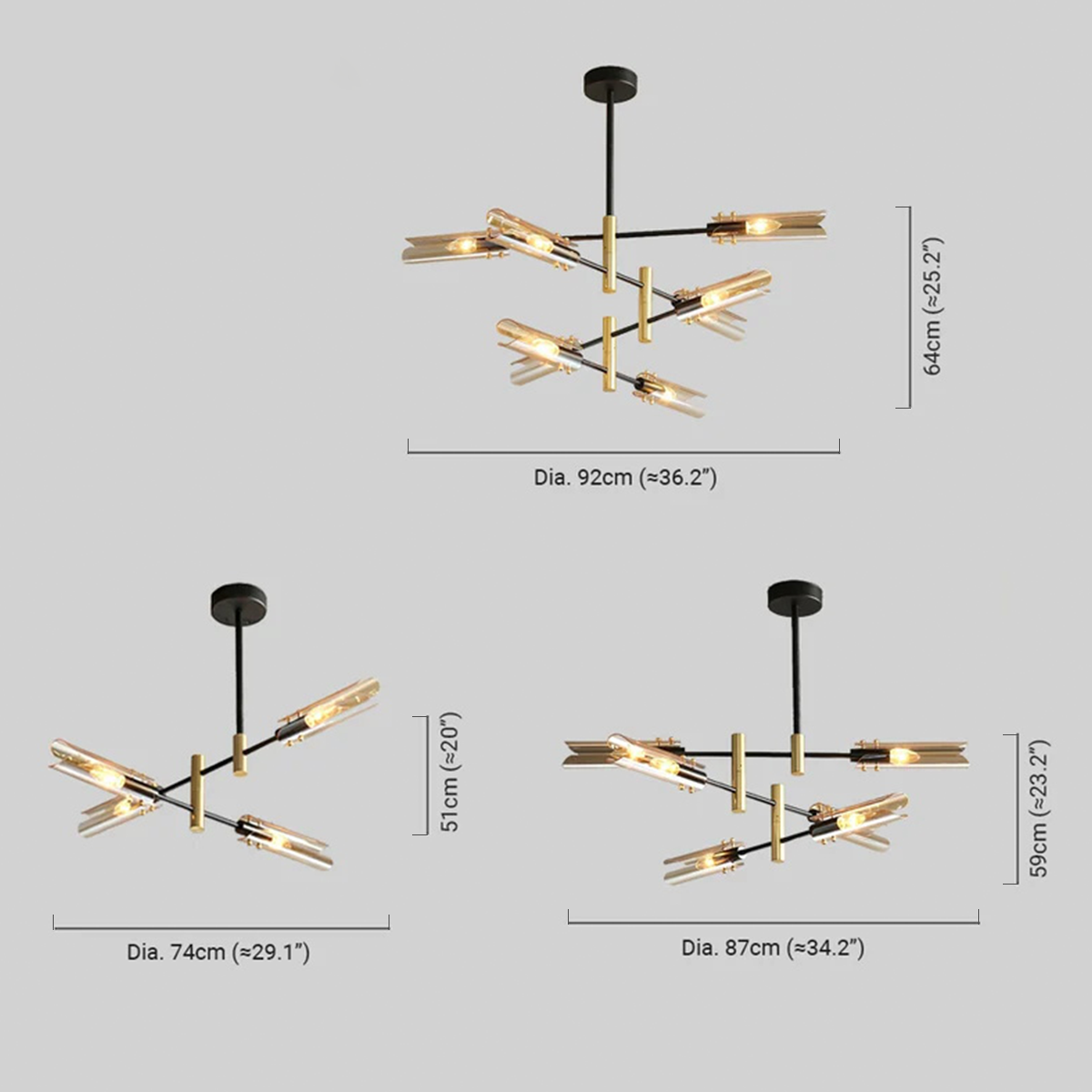 Modern Kronleuchter LED Glas Linear Bernstein Esszimmer