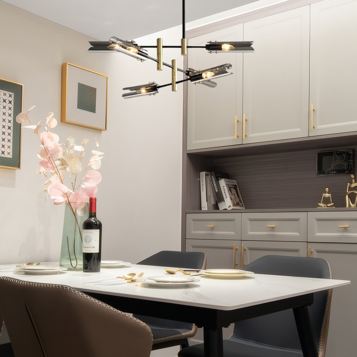 Modern Kronleuchter LED Glas Linear Bernstein Esszimmer
