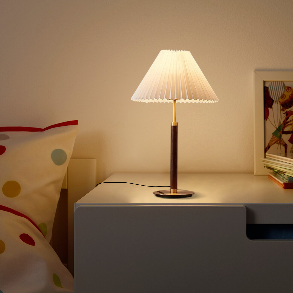 Vintage Tischleuhte Kappenförmig Metall Beige Wohnzimmer 
