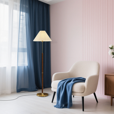 Vintage Stehleuchte Kappenförmig Metall Beige Wohnzimmer 