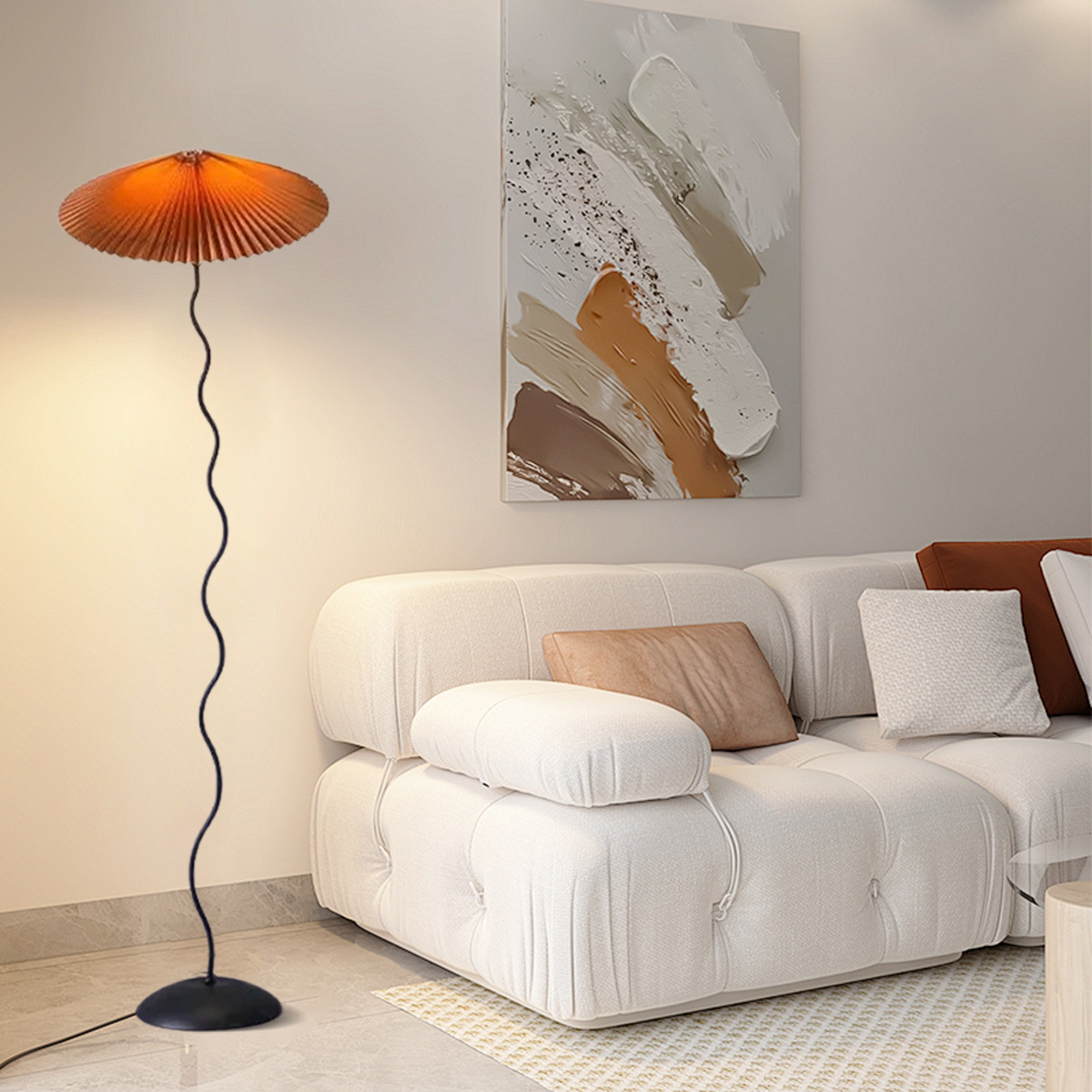 Moderne Stehlampe Metall Stoff Orange/Rot/Weiß Schlafzimmer