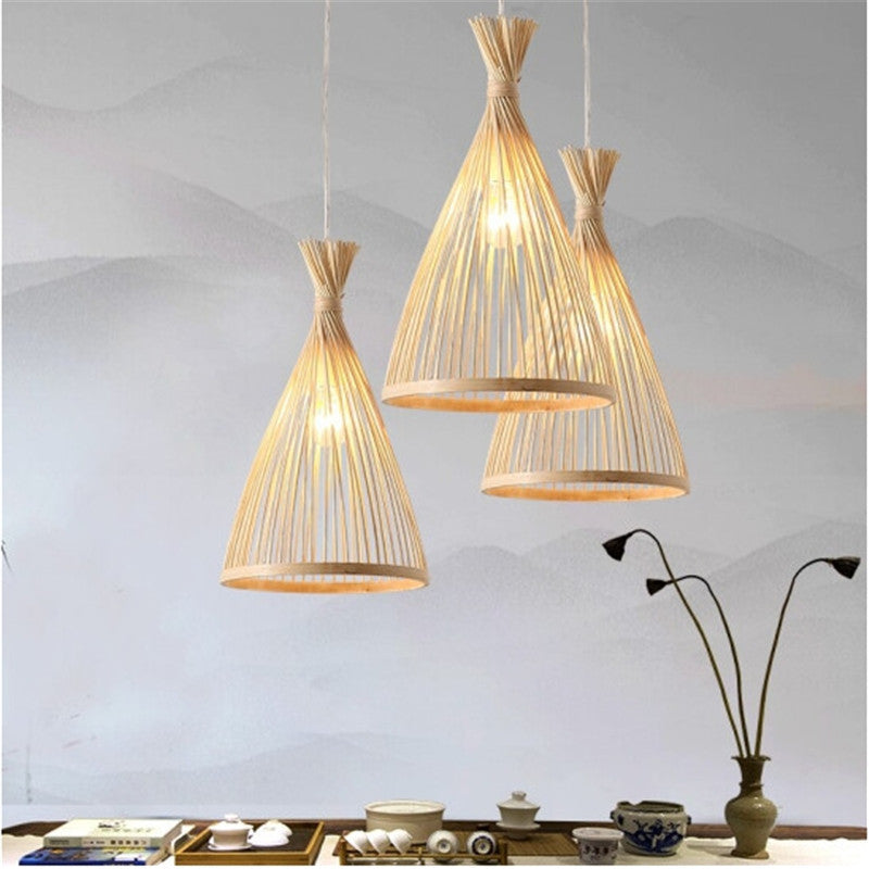 Rustikal Pendelleuchte Holz Holzfarbe Wohnzimmer