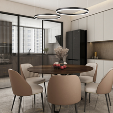 Moderne Pendelleuchte LED Ring Schwarz-40 60CM 2Ringe-Esszimmer