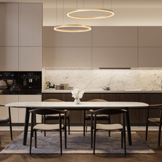 Moderne Pendelleuchte LED Ring Gold-40 60CM 2Ringe-Esszimmer