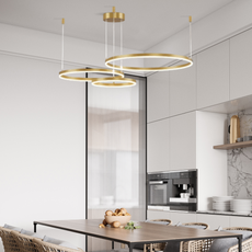 Moderne Pendelleuchte LED Ring Gold-20 40 60CM 3Ringe-Esszimmer
