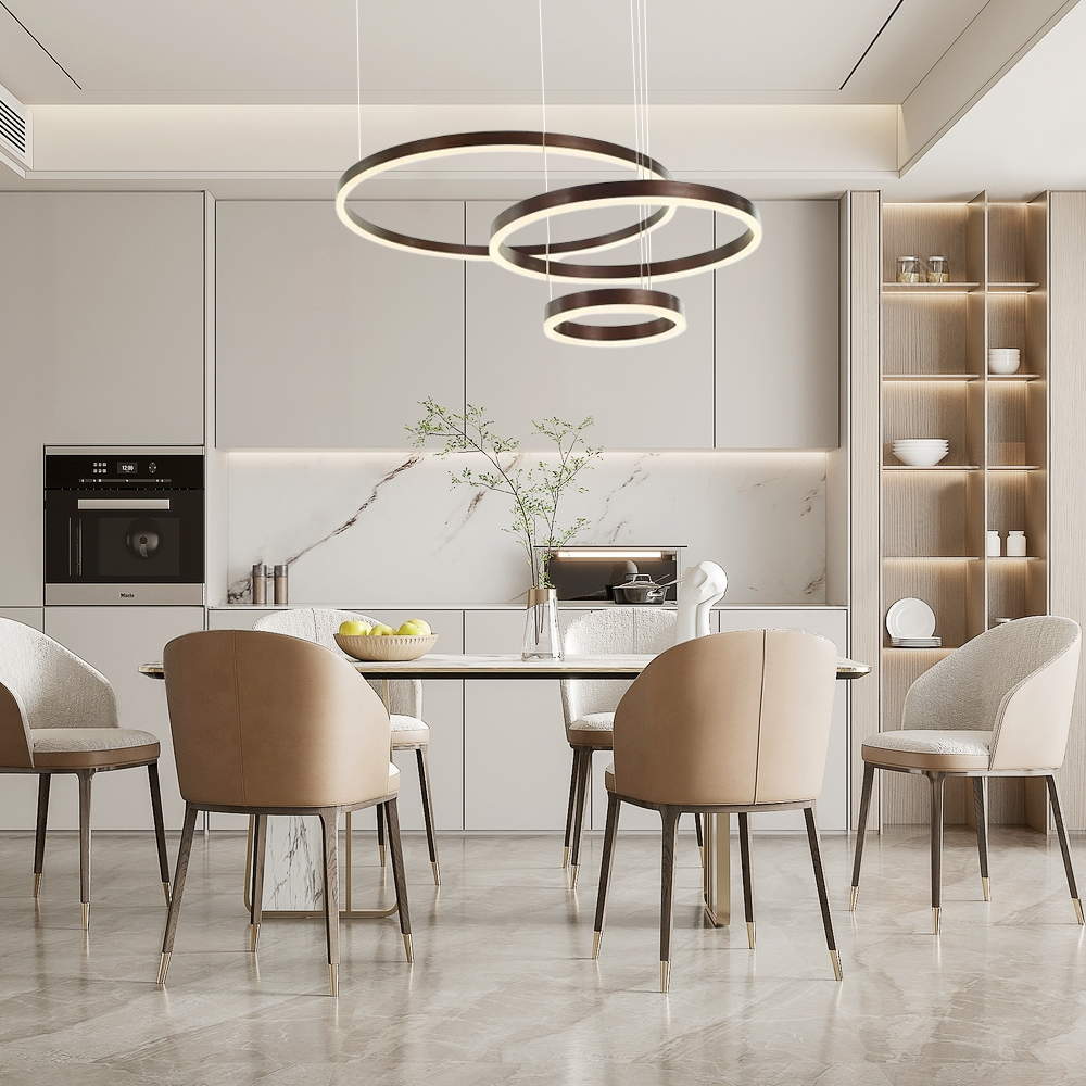Moderne Pendelleuchte LED Ring Kaffee-20 40 60CM 3Ringe-Esszimmer