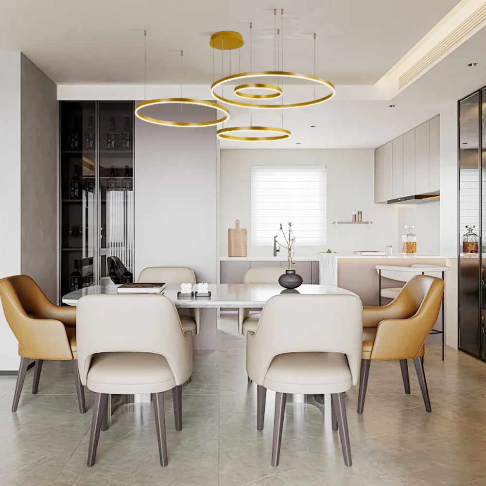 Moderne Pendelleuchte LED Ring Gold-40 60 80 60CM 4Ringe-Esszimmer