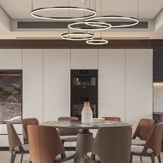 Moderne Pendelleuchte LED Ring Schwarz-40 60 80 60 40CM 5Ringe-Esszimmer