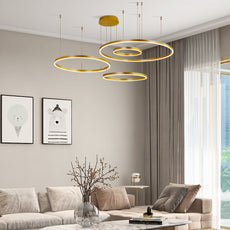 Moderne Pendelleuchte LED Ring Gold- 4Ringe-ideal fuer Wohnzimmer