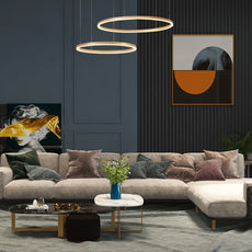 Moderne Pendelleuchte LED Ring Gold- 2Ringe-ideal fuer Wohnzimmer