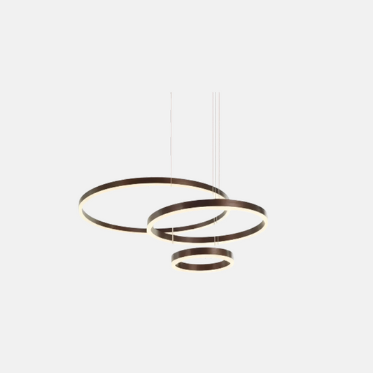 Moderne Pendelleuchte LED Ring Kaffee Metall  